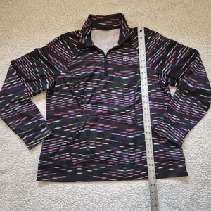 Fila Black and Pink Patterned Half-Zip Pullover